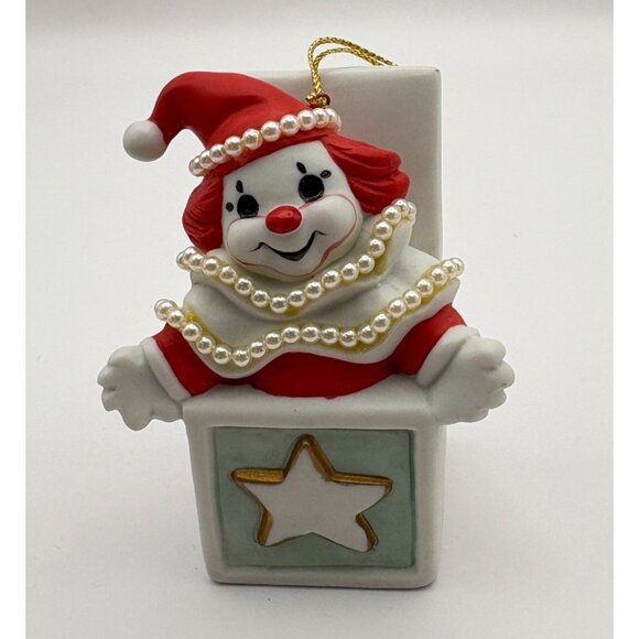 Vintage Jack in the Box Clown Christmas Tree Ornament Ceramic Bead Trim EHW 1988 - Picture 7 of 7